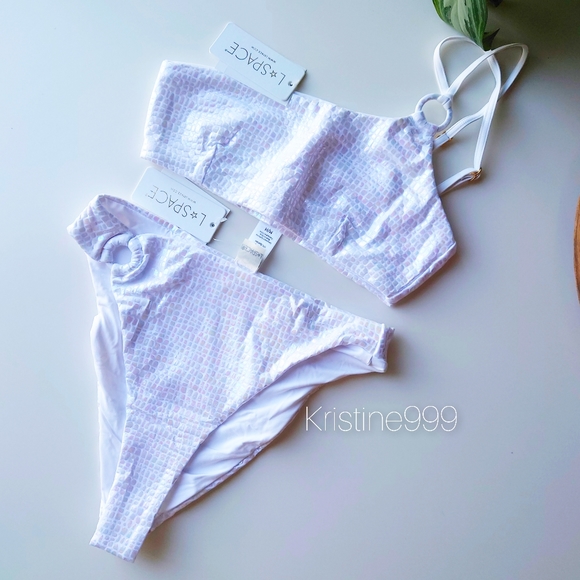 L*Space Indiana Top Jones Bitsy Bottom Gloss Gator White Iridescent Bikini SET - Picture 8 of 16